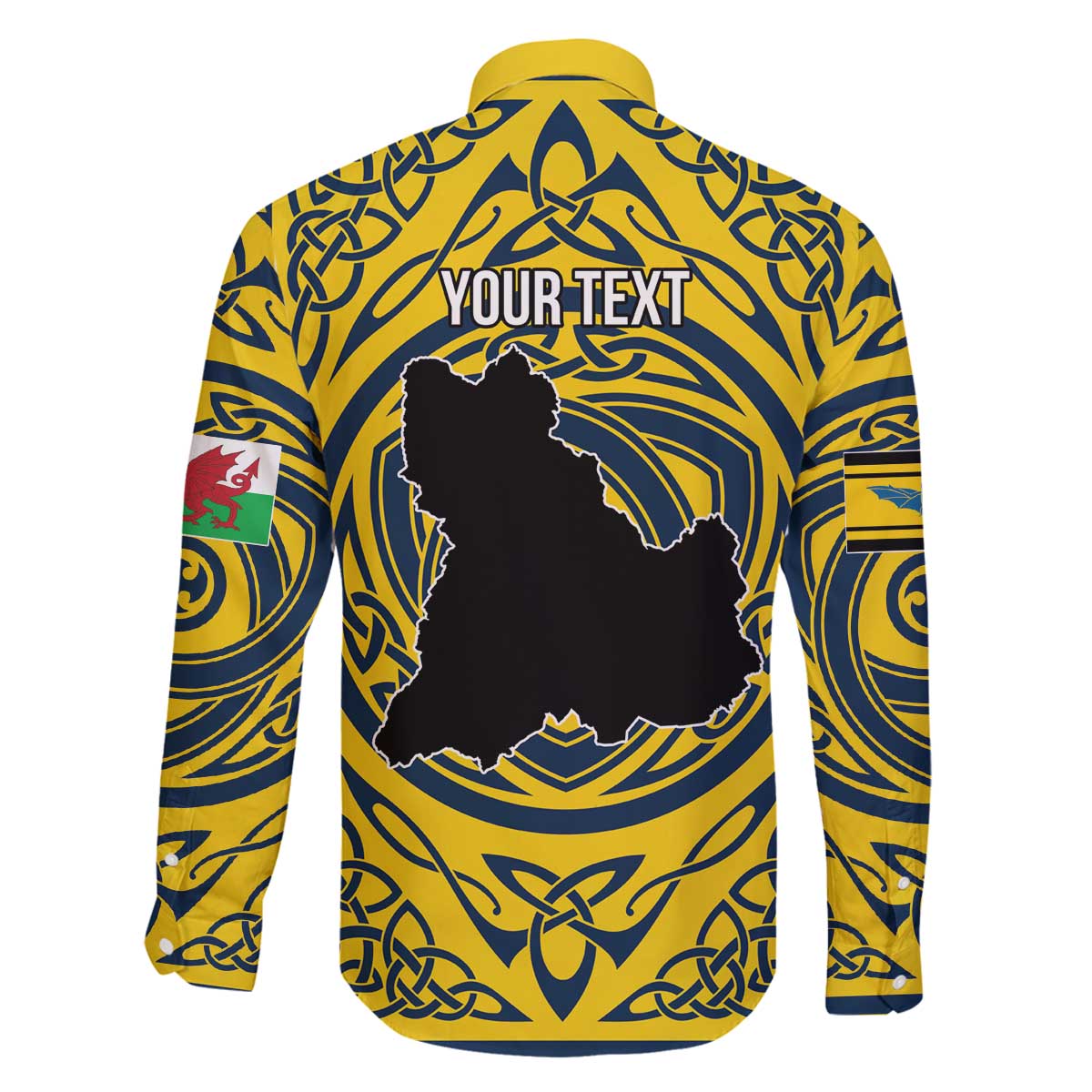 Personalized Brecknockshire Wales Family Matching Off The Shoulder Long Sleeve Dress and Hawaiian Shirt Welsh Celtic Bat And Swords Design - Wonder Print Shop