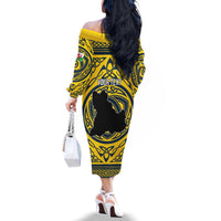 Personalized Brecknockshire Wales Family Matching Off The Shoulder Long Sleeve Dress and Hawaiian Shirt Welsh Celtic Bat And Swords Design - Wonder Print Shop