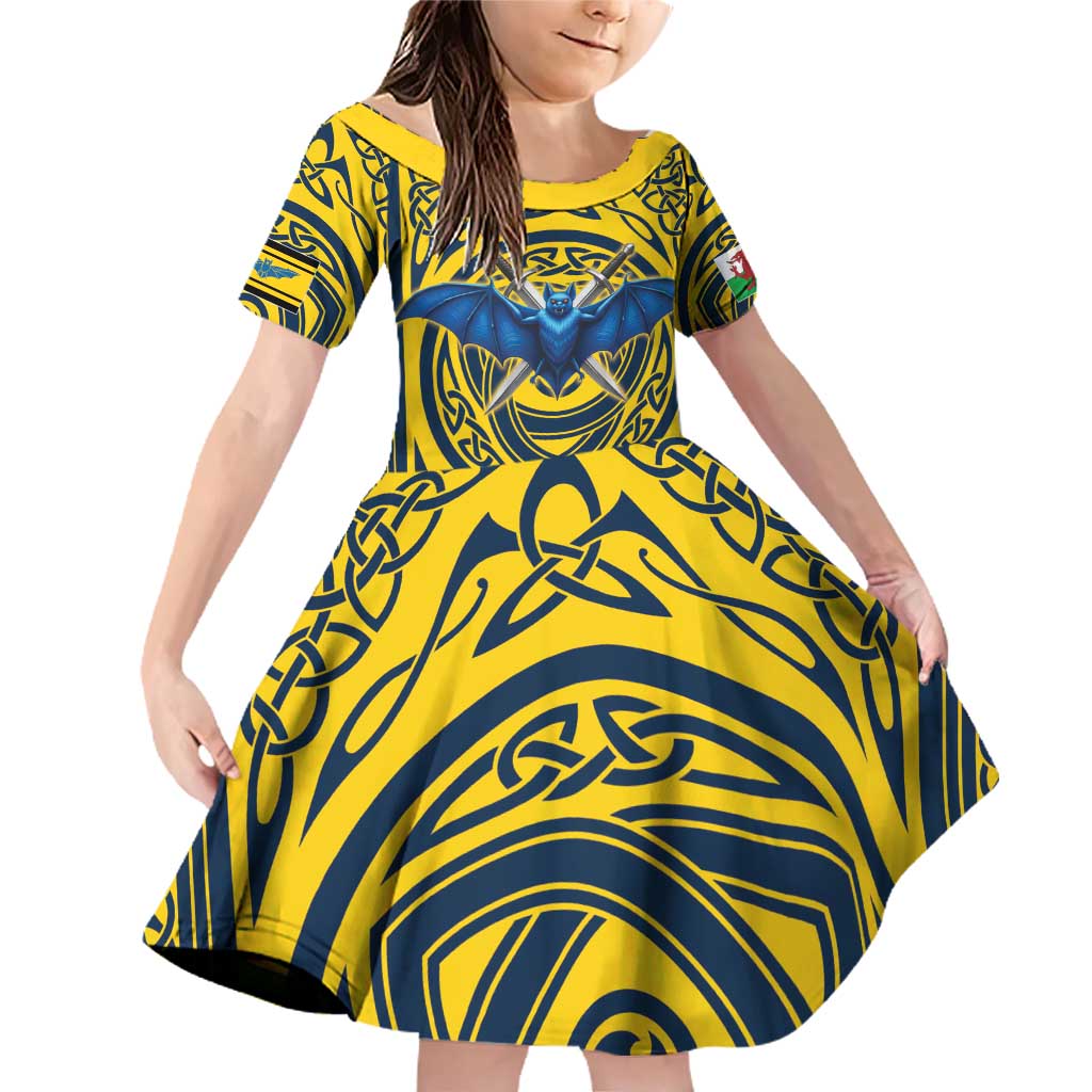 Personalized Brecknockshire Wales Family Matching Off Shoulder Short Dress and Hawaiian Shirt Welsh Celtic Bat And Swords Design - Wonder Print Shop