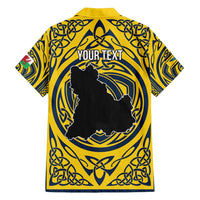 Personalized Brecknockshire Wales Family Matching Off Shoulder Short Dress and Hawaiian Shirt Welsh Celtic Bat And Swords Design - Wonder Print Shop