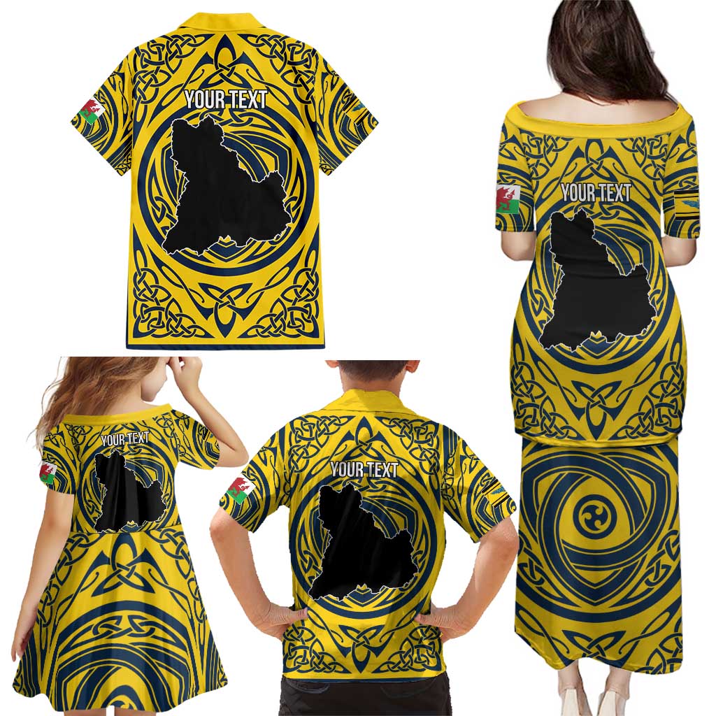 Personalized Brecknockshire Wales Family Matching Puletasi and Hawaiian Shirt Welsh Celtic Bat And Swords Design - Wonder Print Shop