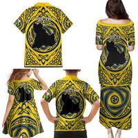 Personalized Brecknockshire Wales Family Matching Puletasi and Hawaiian Shirt Welsh Celtic Bat And Swords Design - Wonder Print Shop