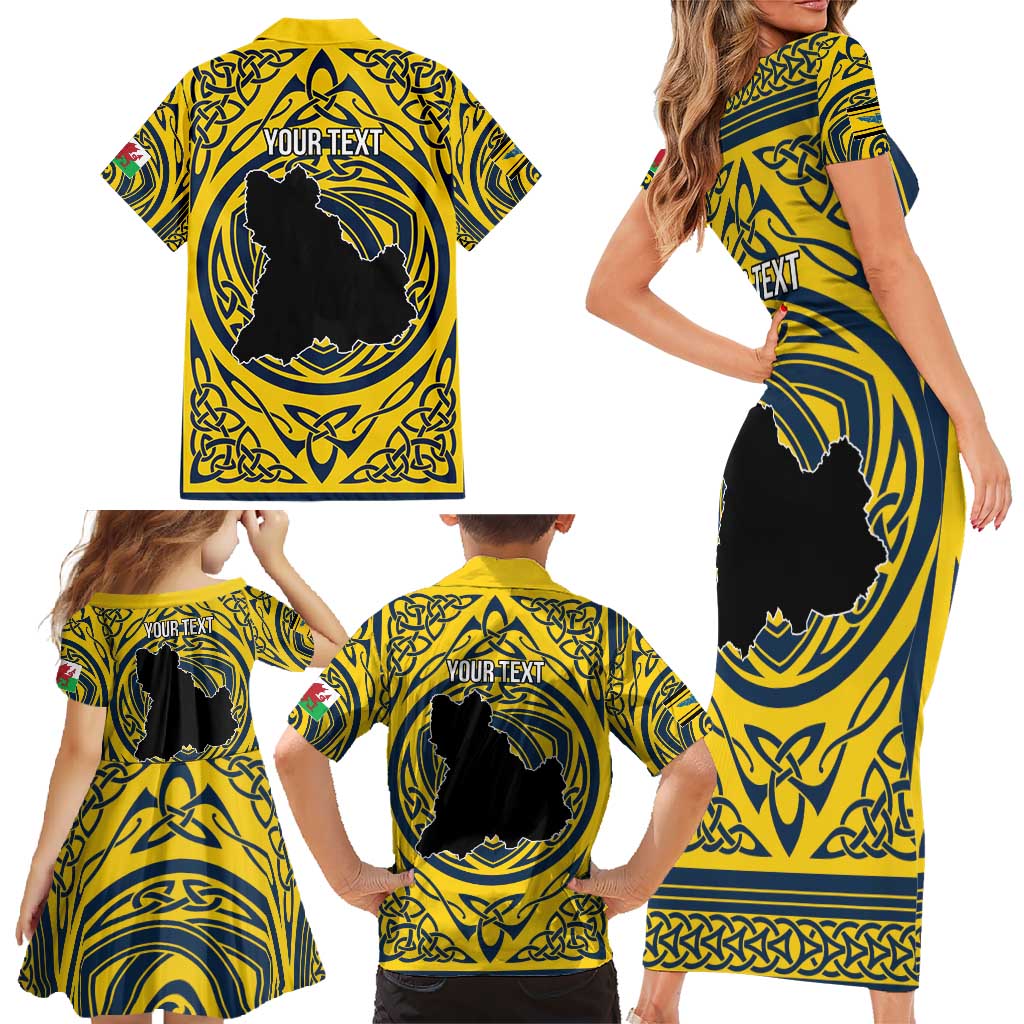 Personalized Brecknockshire Wales Family Matching Short Sleeve Bodycon Dress and Hawaiian Shirt Welsh Celtic Bat And Swords Design - Wonder Print Shop