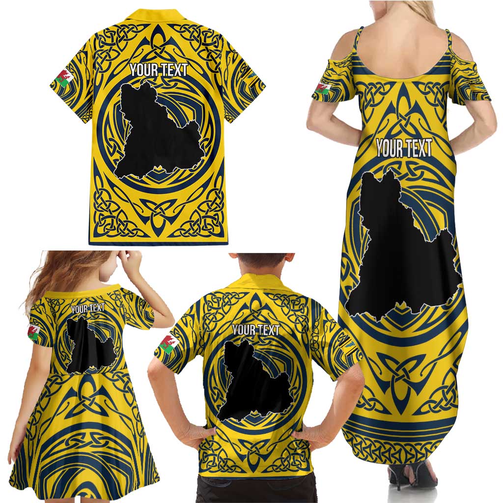 Personalized Brecknockshire Wales Family Matching Summer Maxi Dress and Hawaiian Shirt Welsh Celtic Bat And Swords Design - Wonder Print Shop