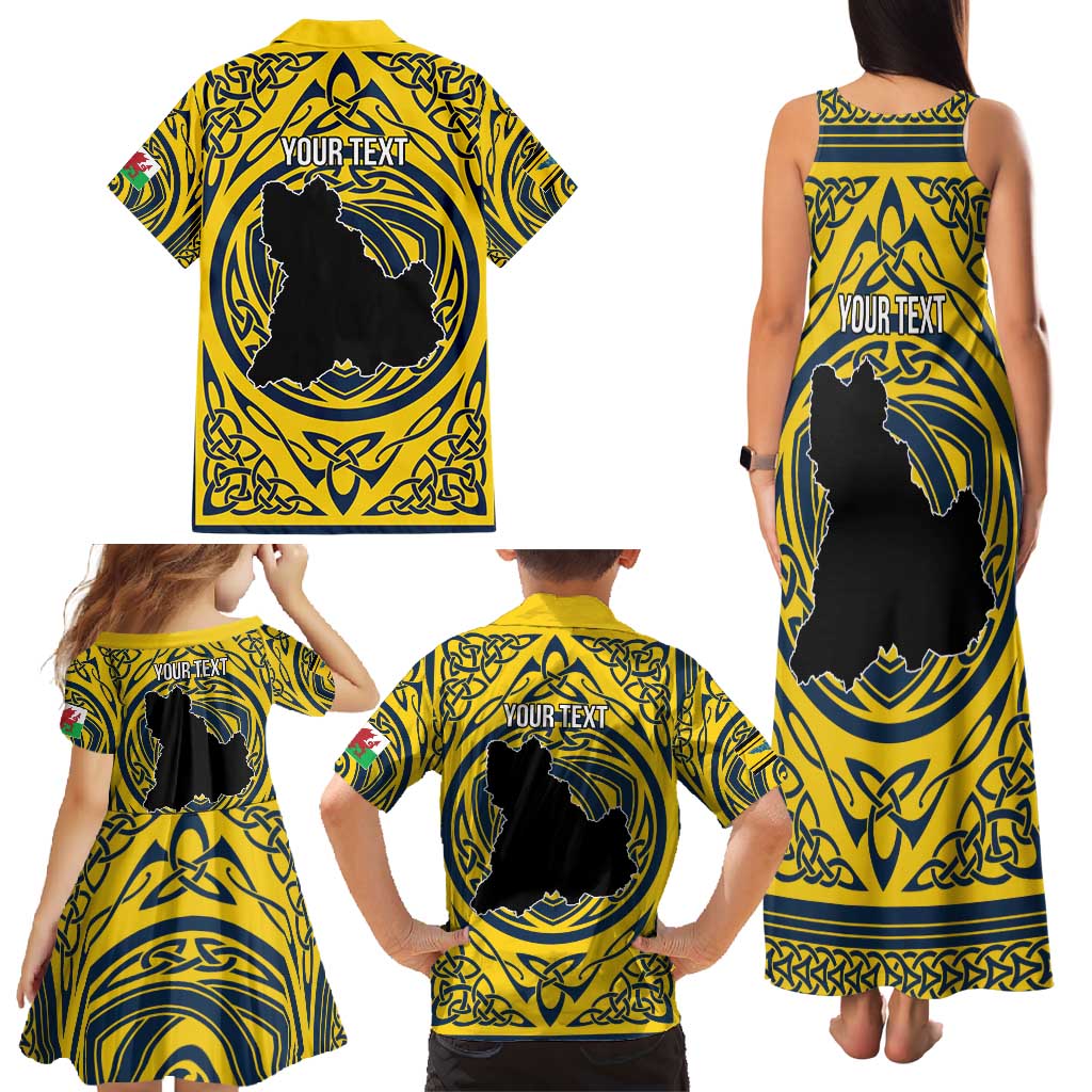 Personalized Brecknockshire Wales Family Matching Tank Maxi Dress and Hawaiian Shirt Welsh Celtic Bat And Swords Design - Wonder Print Shop