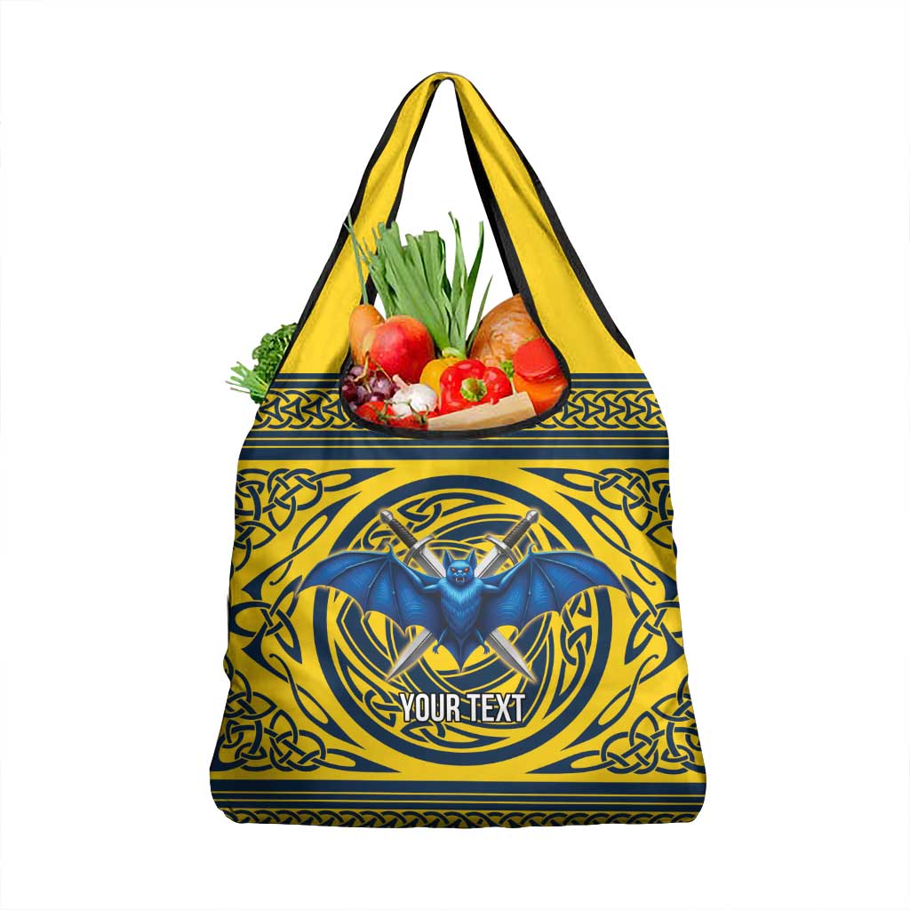 Personalized Brecknockshire Wales Grocery Bag Welsh Celtic Bat And Swords Design - Wonder Print Shop