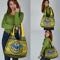 Personalized Brecknockshire Wales Grocery Bag Welsh Celtic Bat And Swords Design - Wonder Print Shop