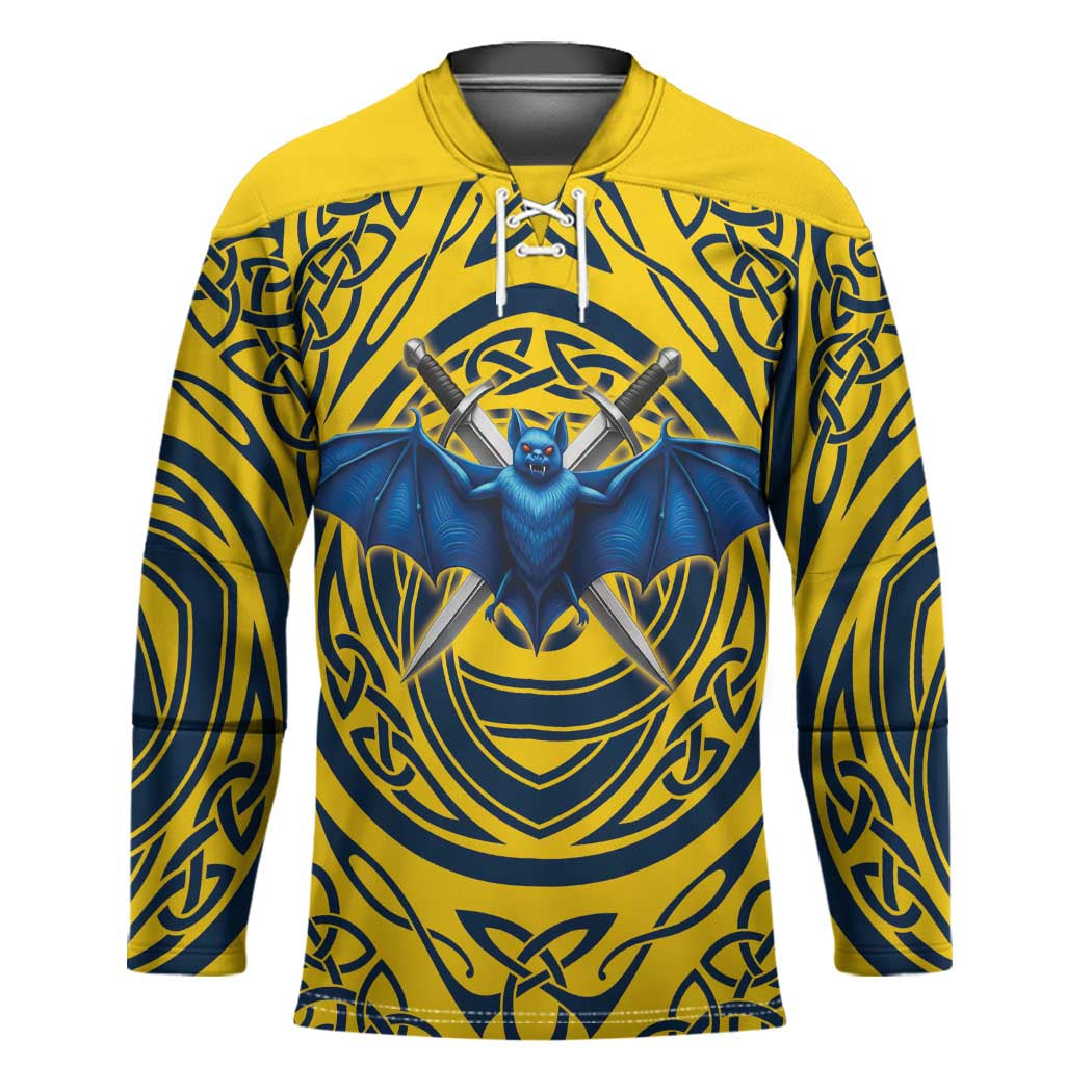 Personalized Brecknockshire Wales Hockey Jersey Welsh Celtic Bat And Swords Design - Wonder Print Shop