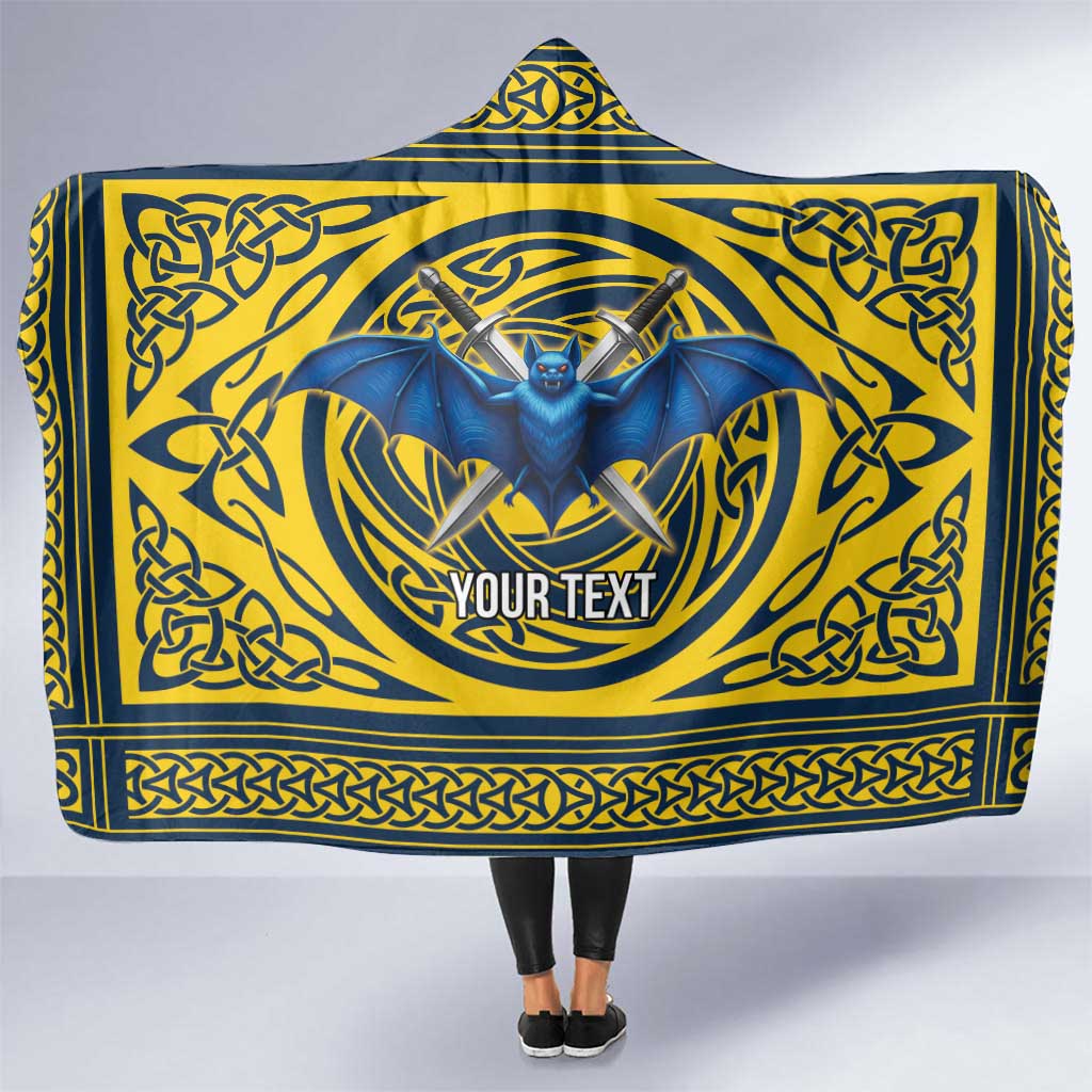 Personalized Brecknockshire Wales Hooded Blanket Welsh Celtic Bat And Swords Design - Wonder Print Shop
