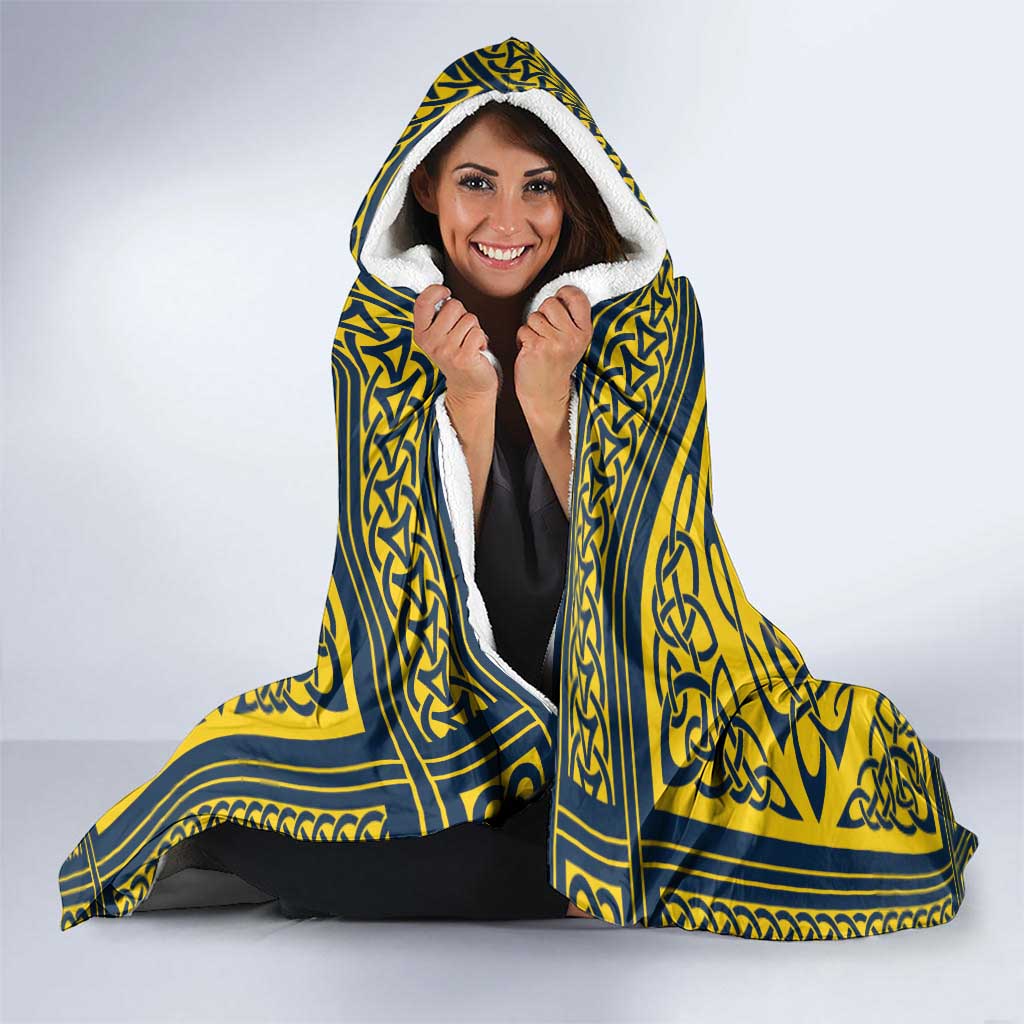Personalized Brecknockshire Wales Hooded Blanket Welsh Celtic Bat And Swords Design - Wonder Print Shop