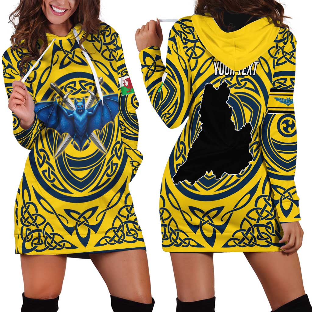 Personalized Brecknockshire Wales Hoodie Dress Welsh Celtic Bat And Swords Design - Wonder Print Shop