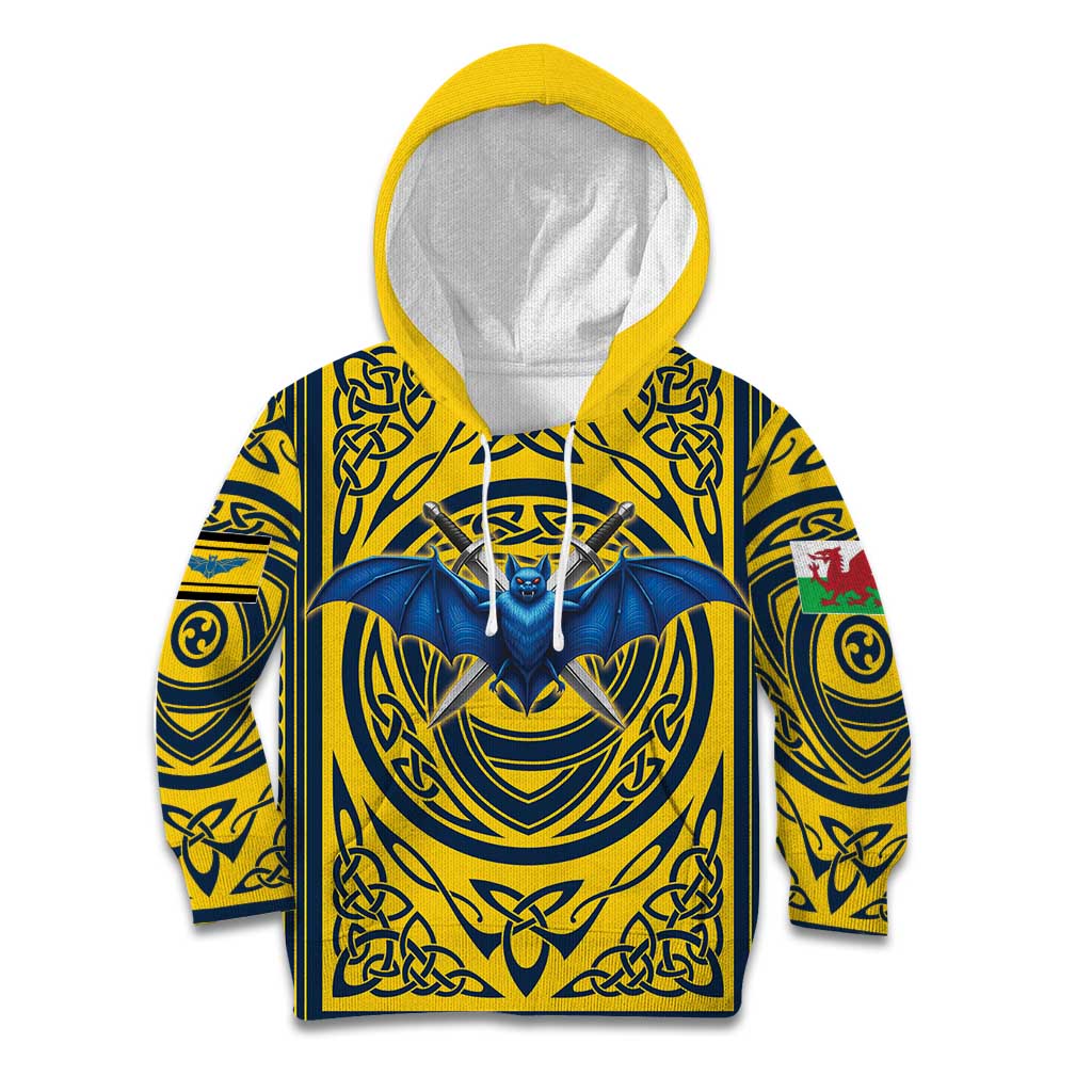 Personalized Brecknockshire Wales Kid Hoodie Welsh Celtic Bat And Swords Design - Wonder Print Shop