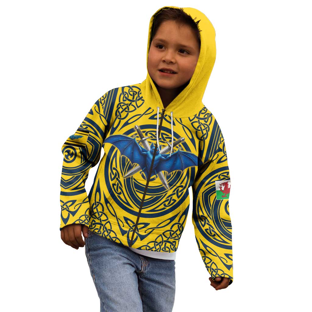 Personalized Brecknockshire Wales Kid Hoodie Welsh Celtic Bat And Swords Design - Wonder Print Shop