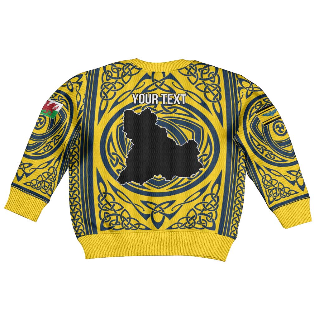 Personalized Brecknockshire Wales Kid Ugly Christmas Sweater Welsh Celtic Bat And Swords Design - Wonder Print Shop