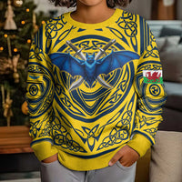 Personalized Brecknockshire Wales Kid Ugly Christmas Sweater Welsh Celtic Bat And Swords Design - Wonder Print Shop