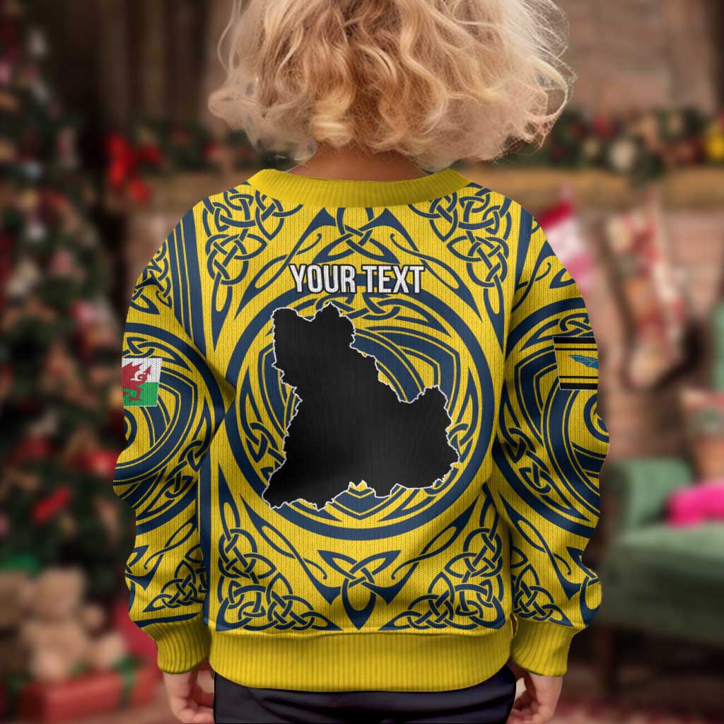 Personalized Brecknockshire Wales Kid Ugly Christmas Sweater Welsh Celtic Bat And Swords Design - Wonder Print Shop