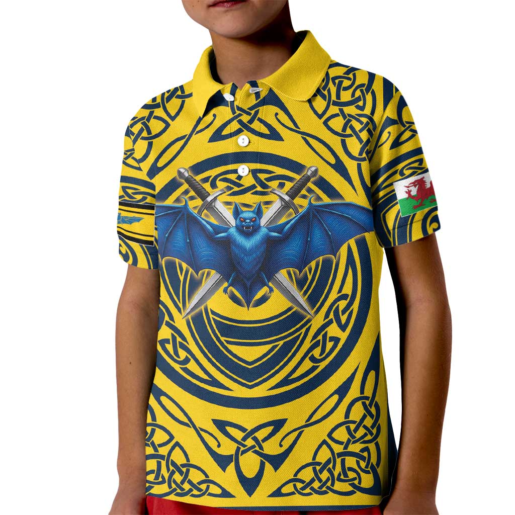 Personalized Brecknockshire Wales Kid Polo Shirt Welsh Celtic Bat And Swords Design - Wonder Print Shop