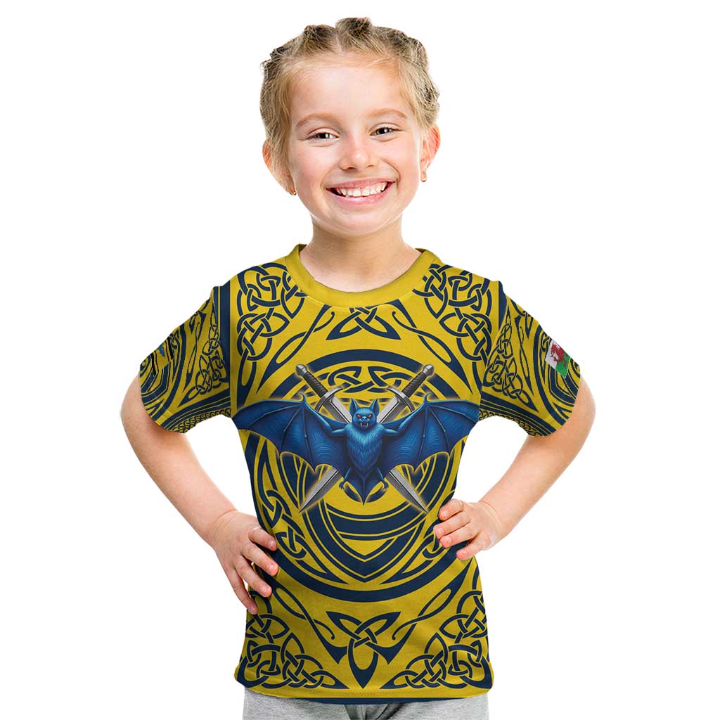 Personalized Brecknockshire Wales Kid T Shirt Welsh Celtic Bat And Swords Design - Wonder Print Shop