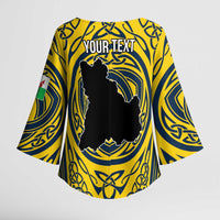 Personalized Brecknockshire Wales Kimono Sleeve Blouse Welsh Celtic Bat And Swords Design - Wonder Print Shop