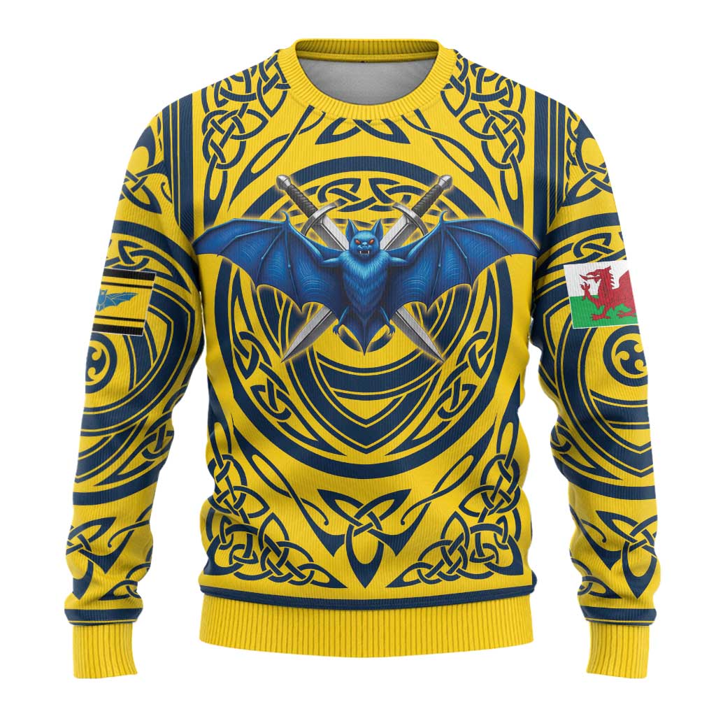 Personalized Brecknockshire Wales Ugly Christmas Sweater Welsh Celtic Bat And Swords Design - Wonder Print Shop