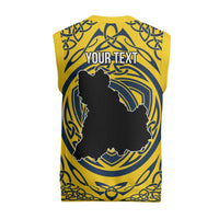 Personalized Brecknockshire Wales Christmas Knitted V-Neck Vest Welsh Celtic Bat And Swords Design - Wonder Print Shop