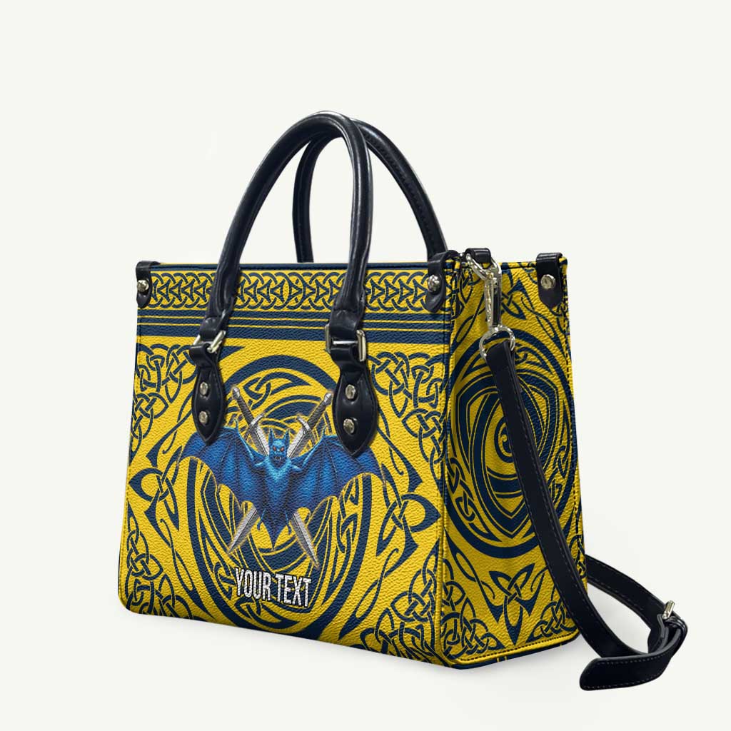 Personalized Brecknockshire Wales Leather Bag Welsh Celtic Bat And Swords Design - Wonder Print Shop