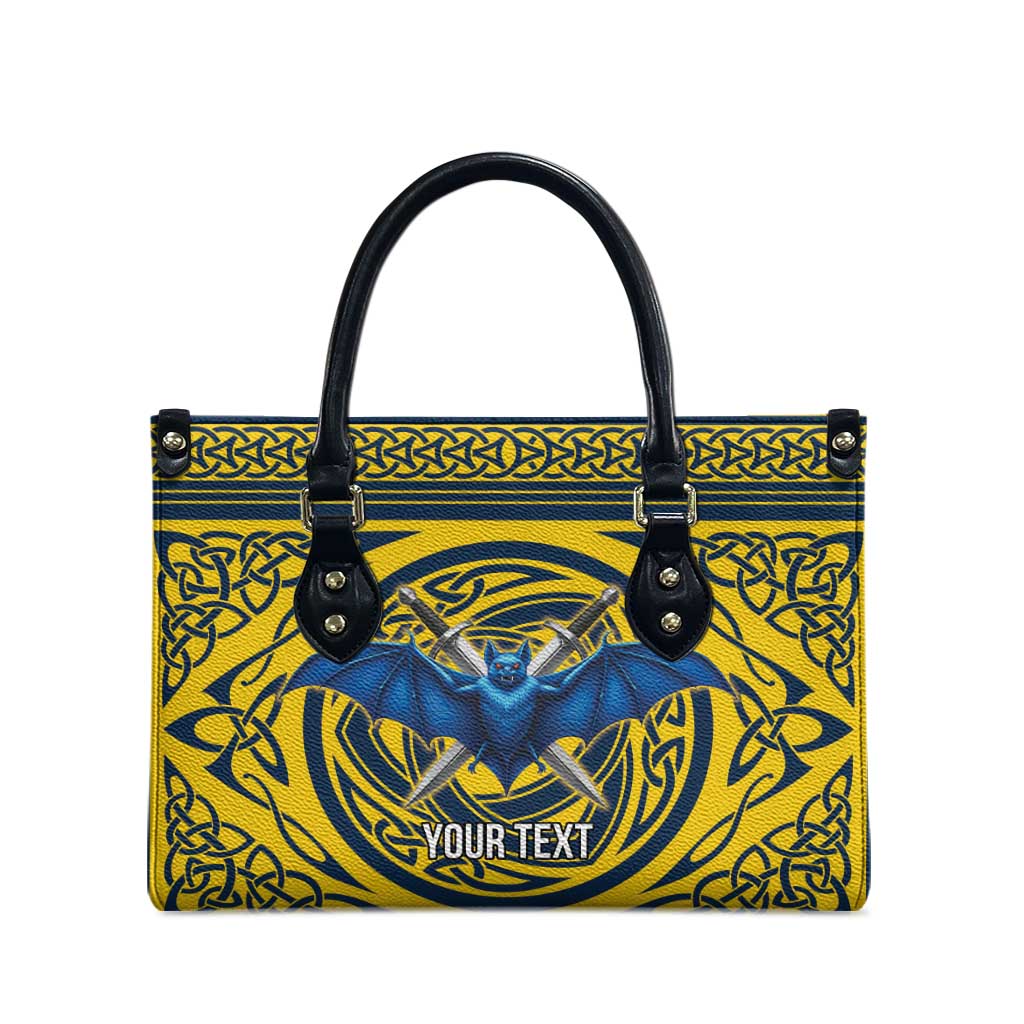 Personalized Brecknockshire Wales Leather Bag Welsh Celtic Bat And Swords Design - Wonder Print Shop