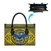 Personalized Brecknockshire Wales Leather Bag Welsh Celtic Bat And Swords Design - Wonder Print Shop