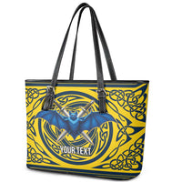 Personalized Brecknockshire Wales Leather Tote Bag Welsh Celtic Bat And Swords Design - Wonder Print Shop