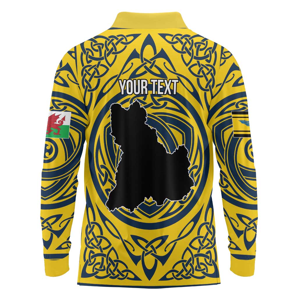 Personalized Brecknockshire Wales Long Sleeve Polo Shirt Welsh Celtic Bat And Swords Design - Wonder Print Shop