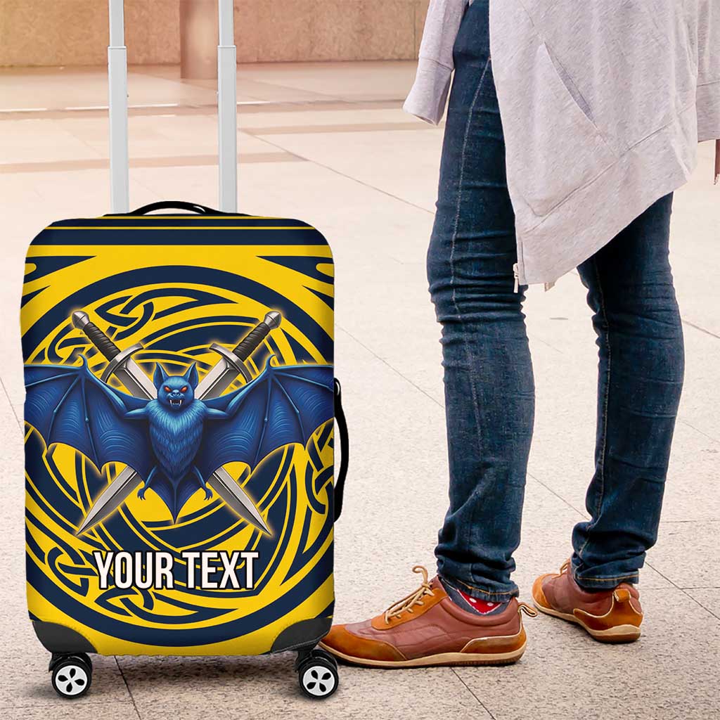Personalized Brecknockshire Wales Luggage Cover Welsh Celtic Bat And Swords Design - Wonder Print Shop