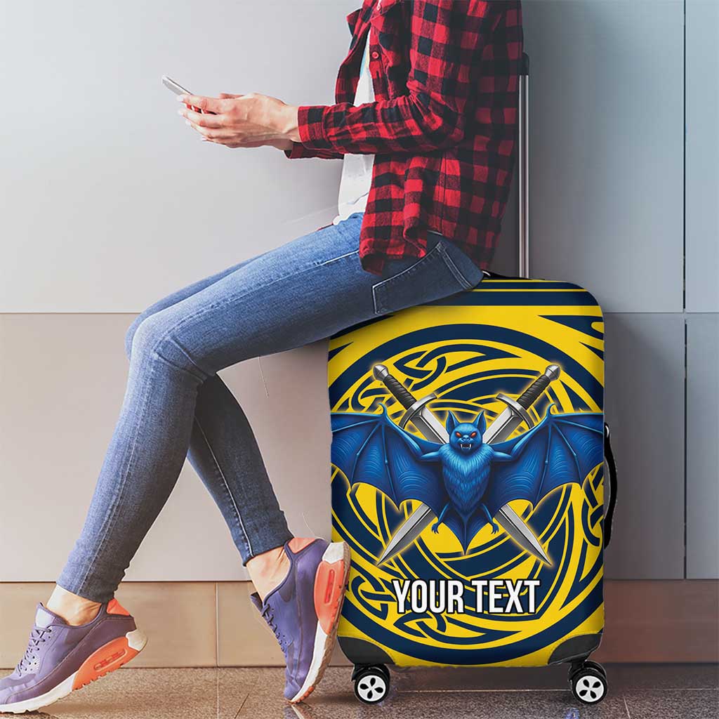 Personalized Brecknockshire Wales Luggage Cover Welsh Celtic Bat And Swords Design - Wonder Print Shop