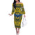 Personalized Brecknockshire Wales Off The Shoulder Long Sleeve Dress Welsh Celtic Bat And Swords Design - Wonder Print Shop