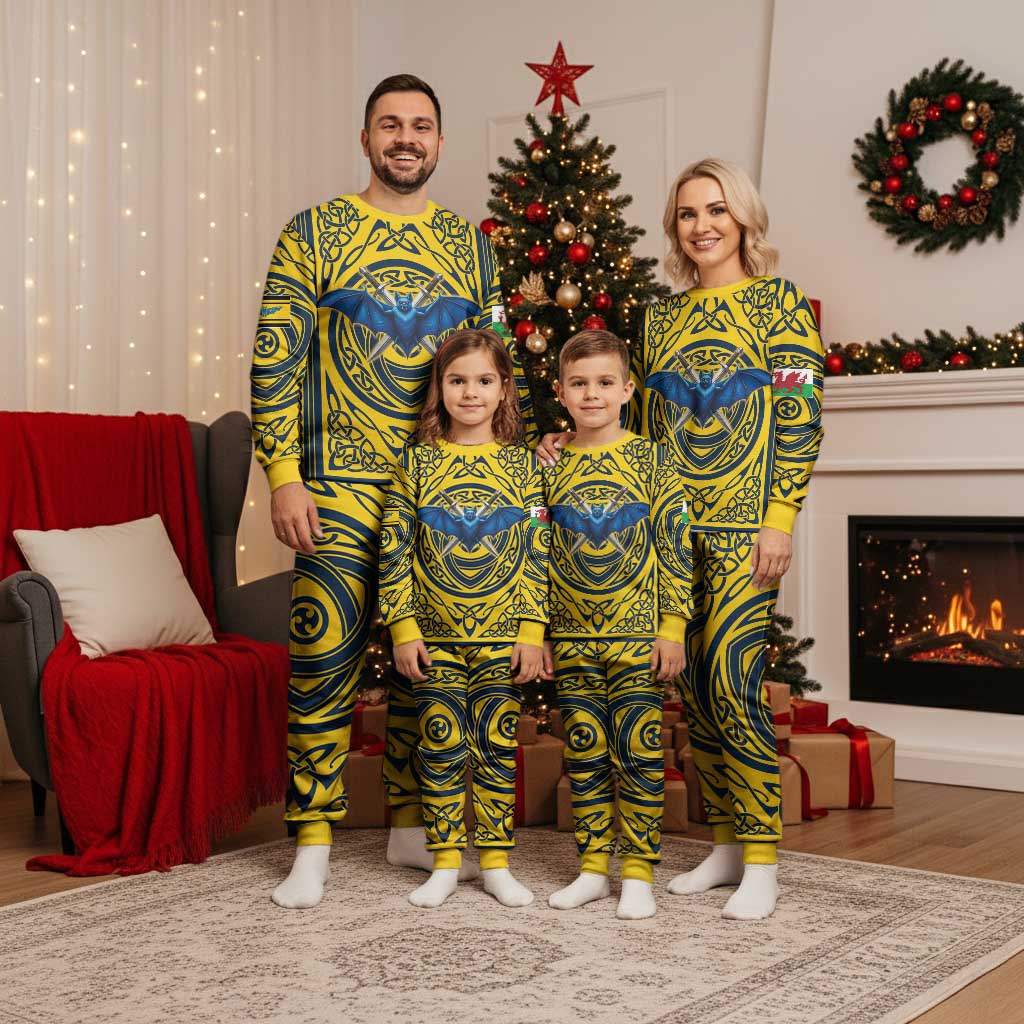 Personalized Brecknockshire Wales Christmas Pajama Set Welsh Celtic Bat And Swords Design - Wonder Print Shop