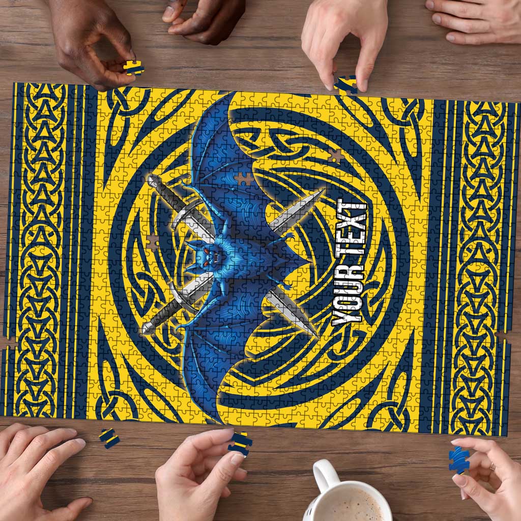 Personalized Brecknockshire Wales Puzzle Welsh Celtic Bat And Swords Design - Wonder Print Shop