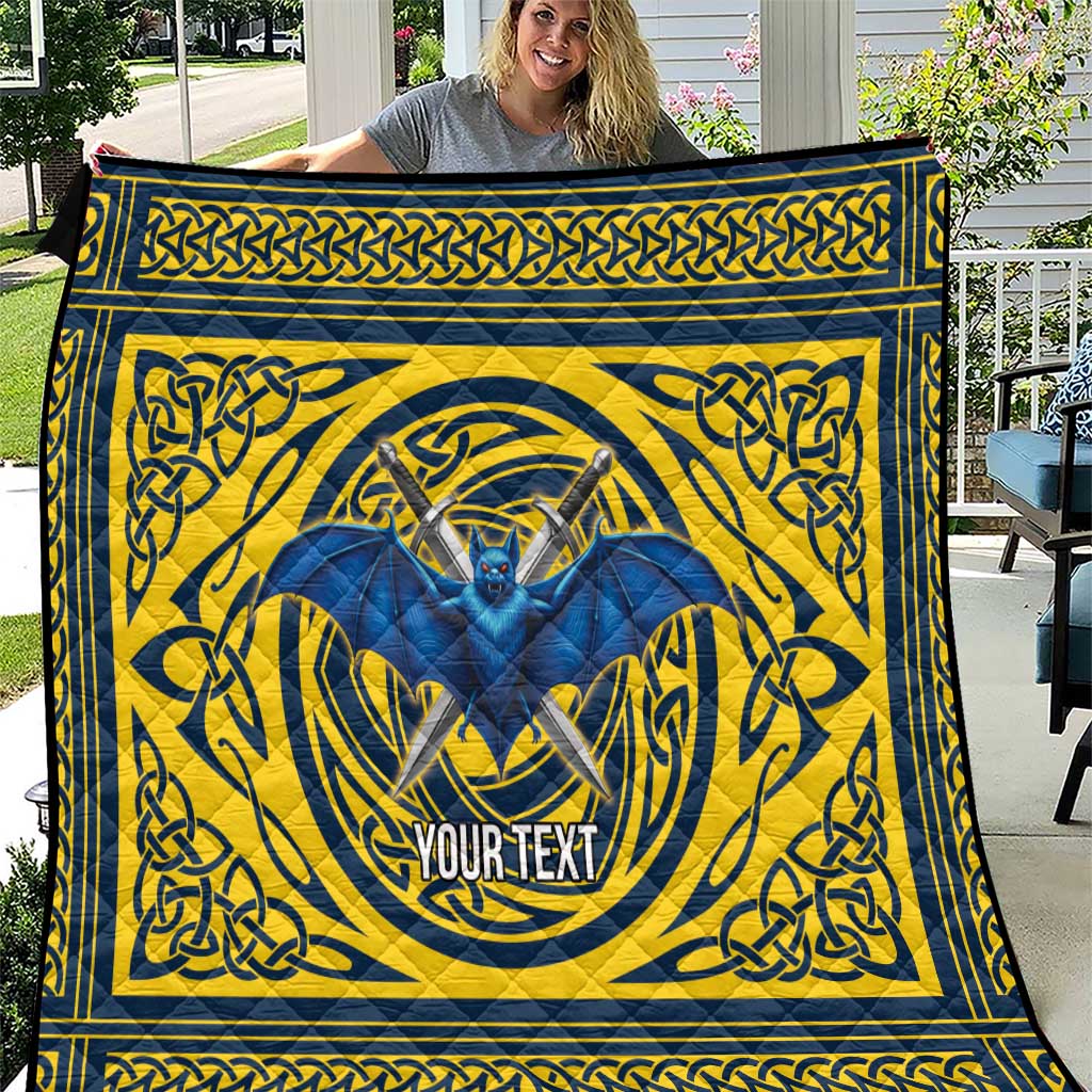 Personalized Brecknockshire Wales Quilt Welsh Celtic Bat And Swords Design - Wonder Print Shop