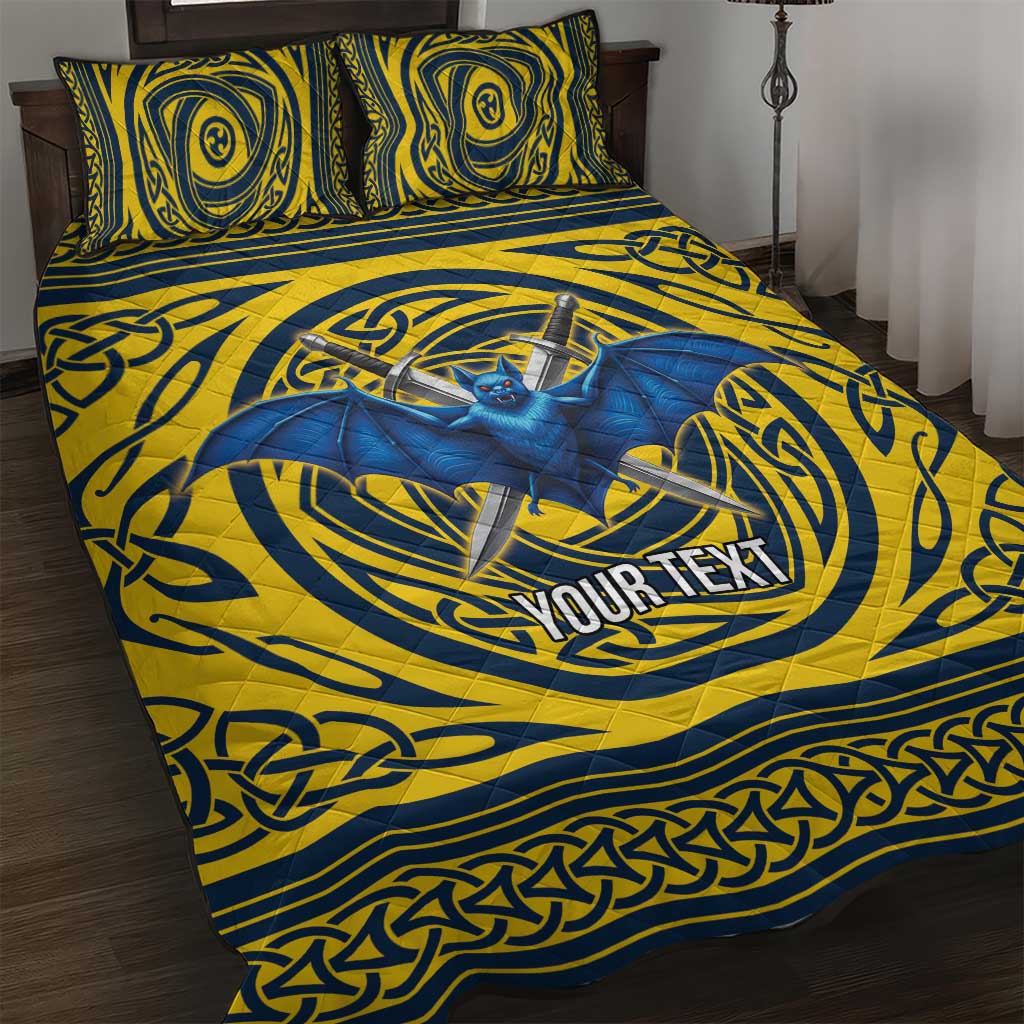 Personalized Brecknockshire Wales Quilt Bed Set Welsh Celtic Bat And Swords Design - Wonder Print Shop