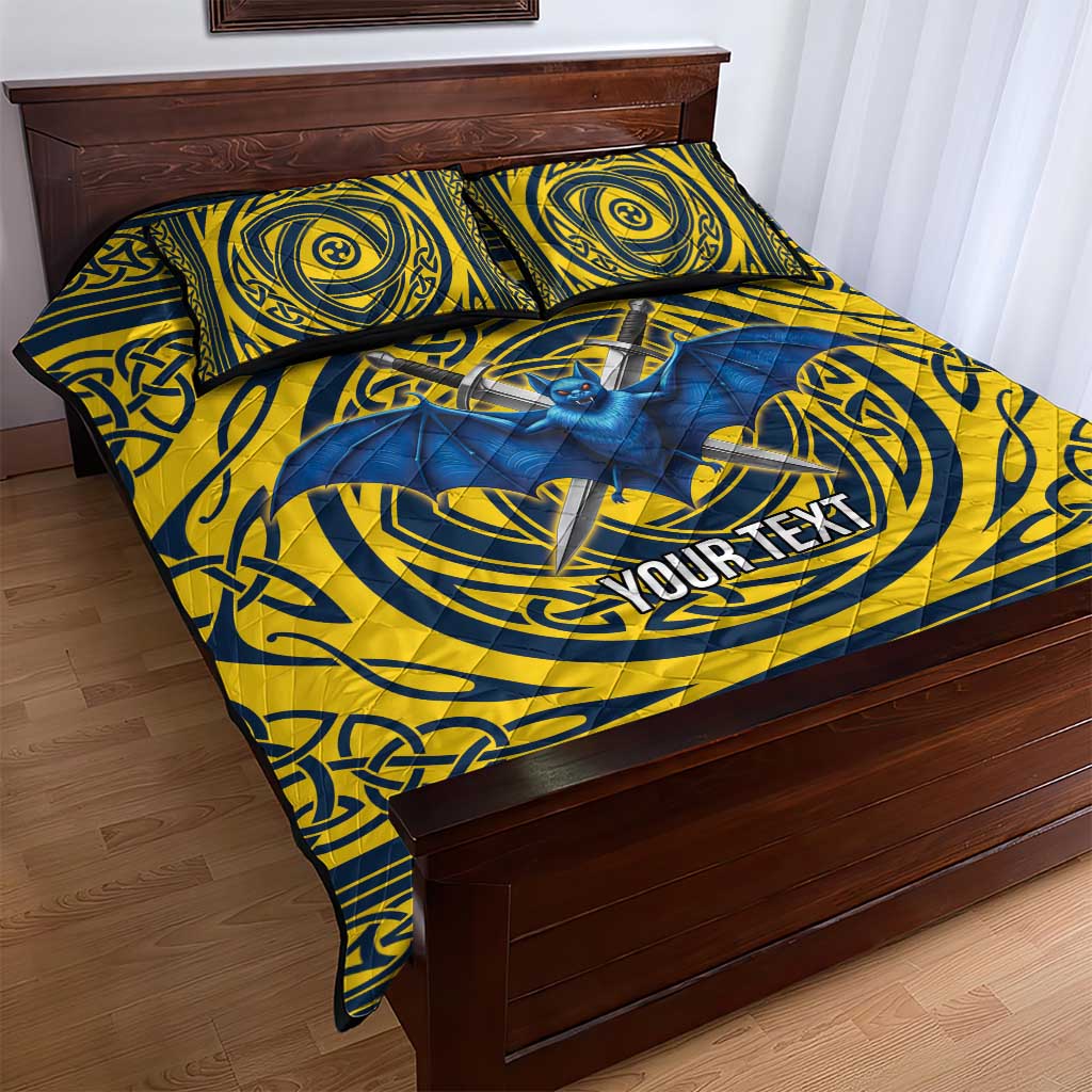 Personalized Brecknockshire Wales Quilt Bed Set Welsh Celtic Bat And Swords Design - Wonder Print Shop