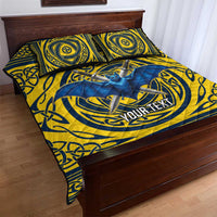 Personalized Brecknockshire Wales Quilt Bed Set Welsh Celtic Bat And Swords Design - Wonder Print Shop