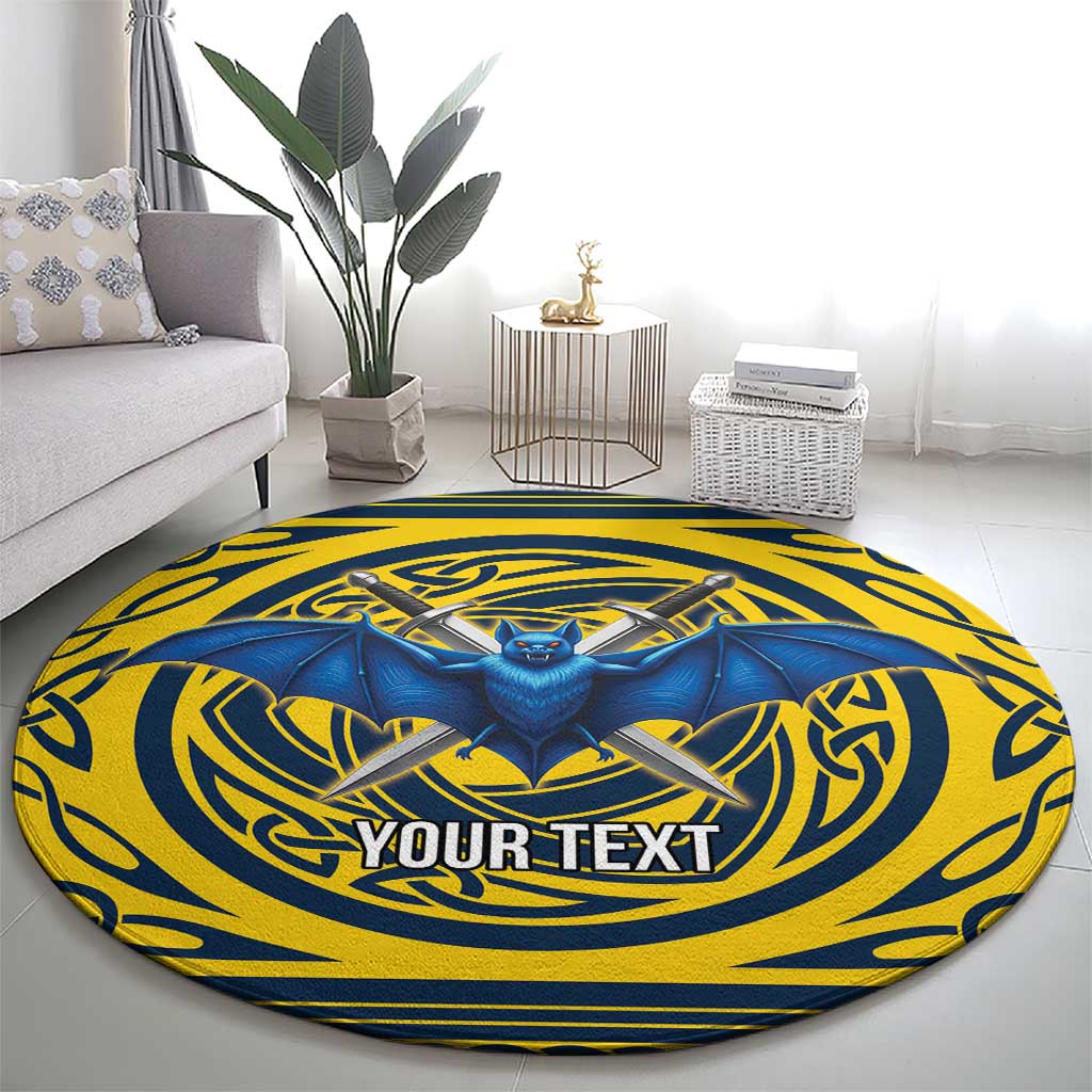 Personalized Brecknockshire Wales Round Carpet Welsh Celtic Bat And Swords Design - Wonder Print Shop