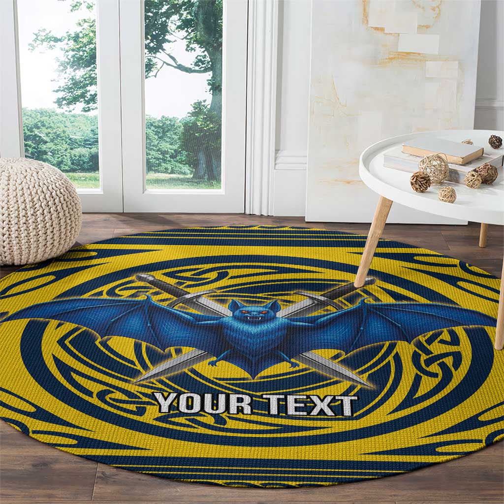 Personalized Brecknockshire Wales Round Carpet Welsh Celtic Bat And Swords Design - Wonder Print Shop