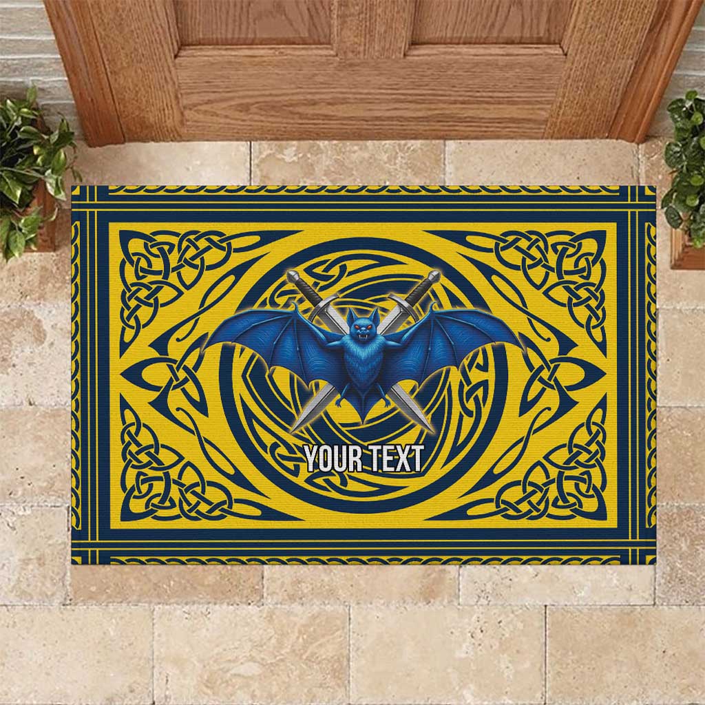 Personalized Brecknockshire Wales Rubber Doormat Welsh Celtic Bat And Swords Design - Wonder Print Shop