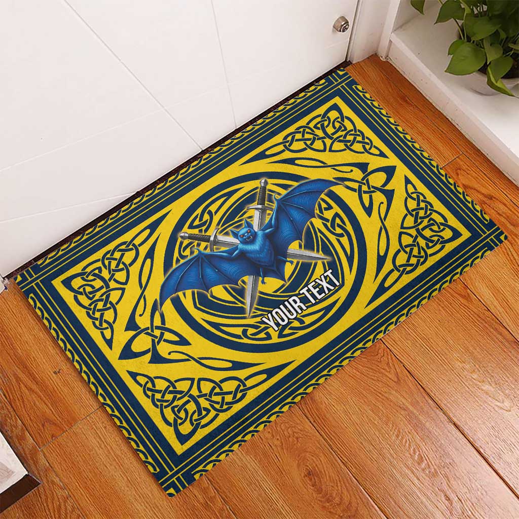 Personalized Brecknockshire Wales Rubber Doormat Welsh Celtic Bat And Swords Design - Wonder Print Shop