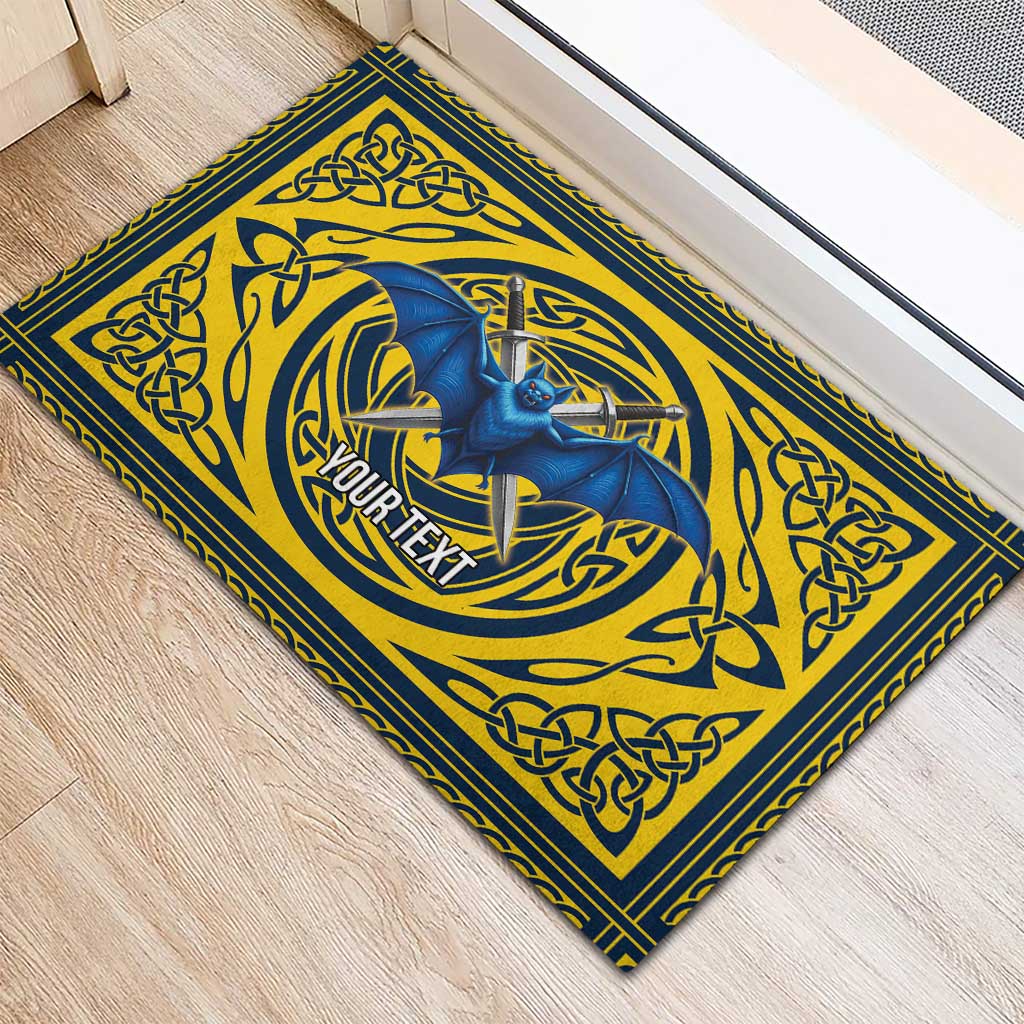 Personalized Brecknockshire Wales Rubber Doormat Welsh Celtic Bat And Swords Design - Wonder Print Shop