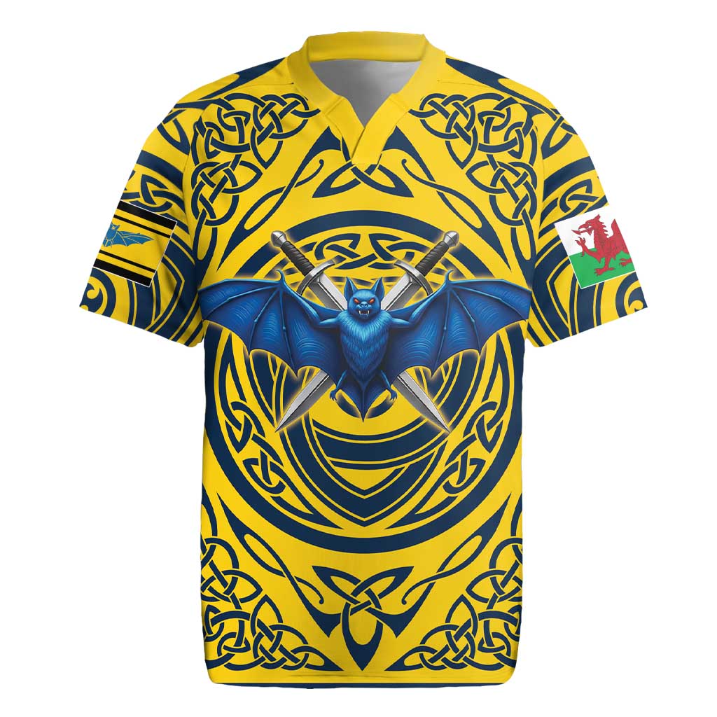 Personalized Brecknockshire Wales Rugby Jersey Welsh Celtic Bat And Swords Design - Wonder Print Shop