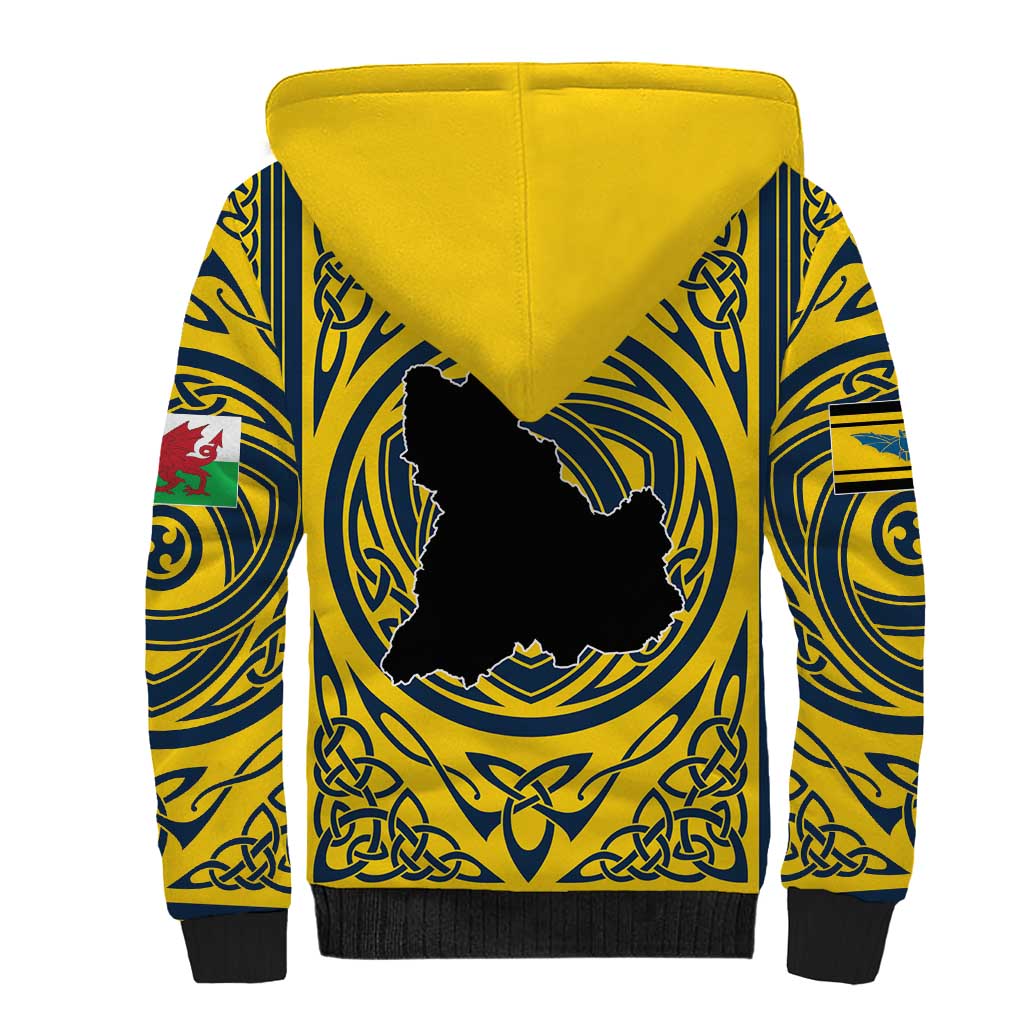 Personalized Brecknockshire Wales Sherpa Hoodie Welsh Celtic Bat And Swords Design - Wonder Print Shop