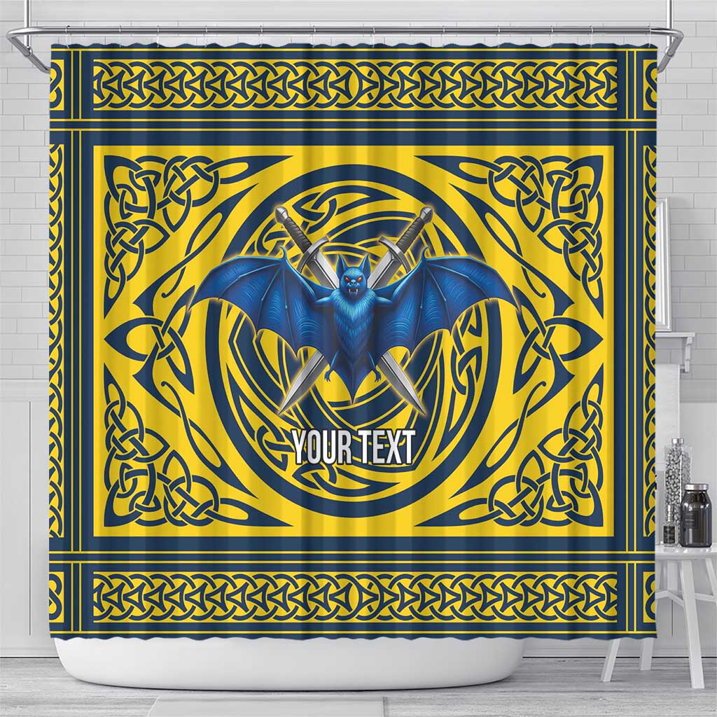 Personalized Brecknockshire Wales Shower Curtain Welsh Celtic Bat And Swords Design - Wonder Print Shop