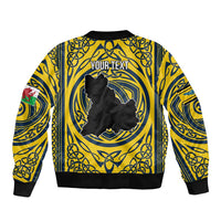 Personalized Brecknockshire Wales Sleeve Zip Bomber Jacket Welsh Celtic Bat And Swords Design - Wonder Print Shop