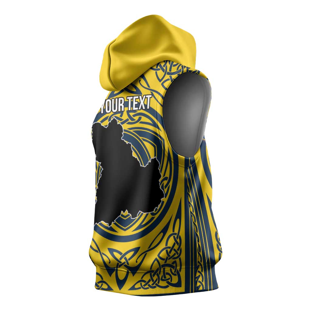 Personalized Brecknockshire Wales Sleeveless Hoodie Welsh Celtic Bat And Swords Design - Wonder Print Shop