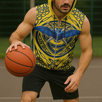 Personalized Brecknockshire Wales Sleeveless Zip Hoodie Welsh Celtic Bat And Swords Design - Wonder Print Shop